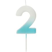 Blue ombre number 2 birthday cake candle