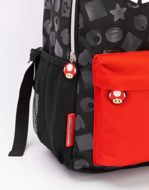 Super Mario Kids School Backpack – Official Nintendo Bag with Red Front Pocket
