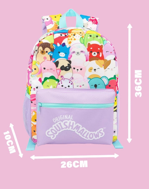 Squishmallows backpack set with lunch bag, pencil case and water bottle in pastel character design