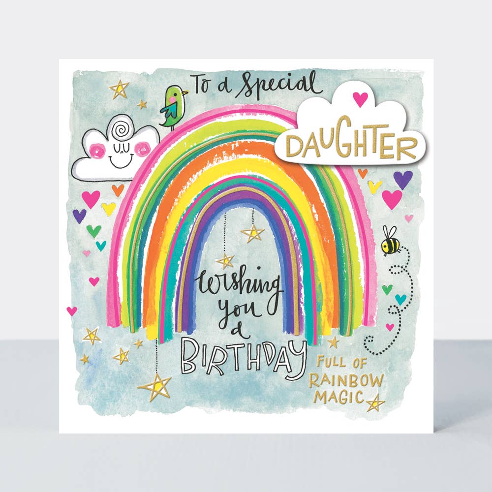 To a Special Daughter” Birthday Card – Rainbow &amp; Hearts Design