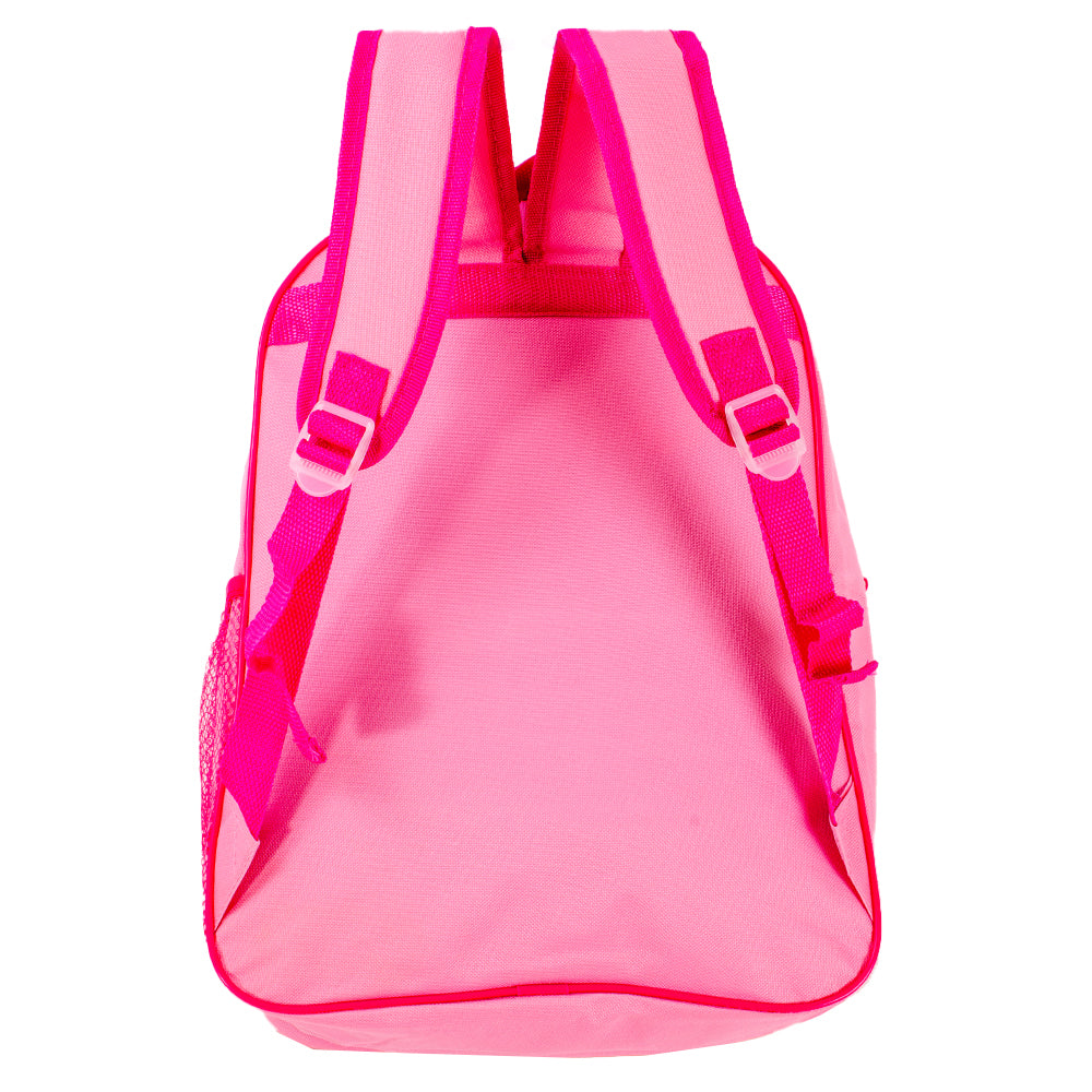 Pink Minnie Mouse backpack with polka dots and bow design