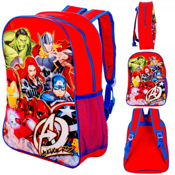 Marvel Avengers backpack with superhero character print on front
