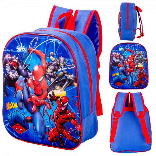 3D Spider-Man kids backpack with moulded front design and padded shoulder straps