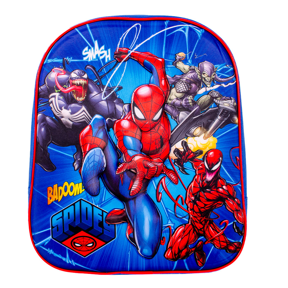 3D Spider-Man kids backpack with moulded front design and padded shoulder straps