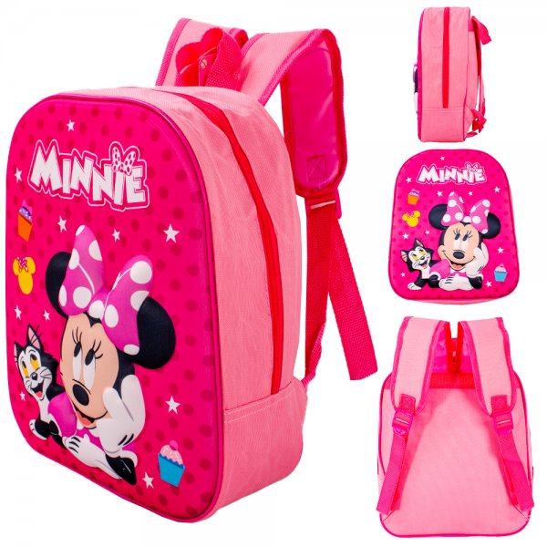 Pink Minnie Mouse 3D backpack with raised front design and bow