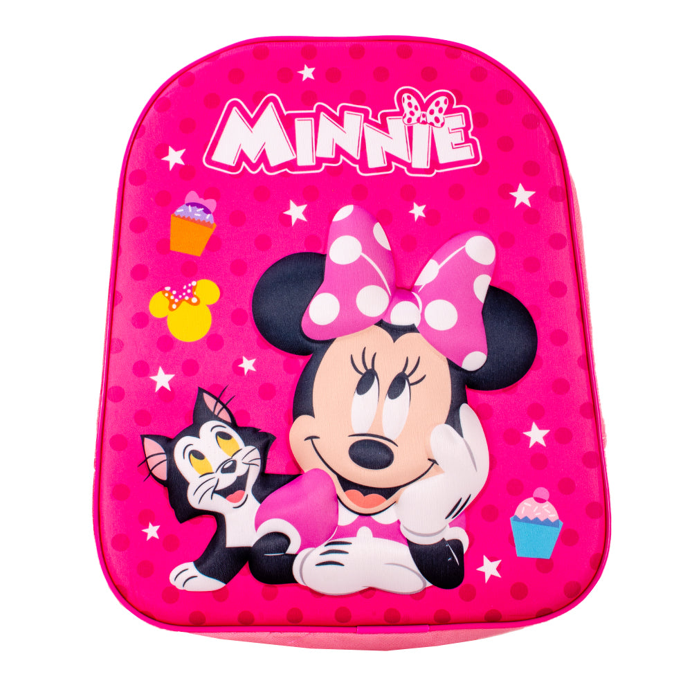 Pink Minnie Mouse 3D backpack with raised front design and bow