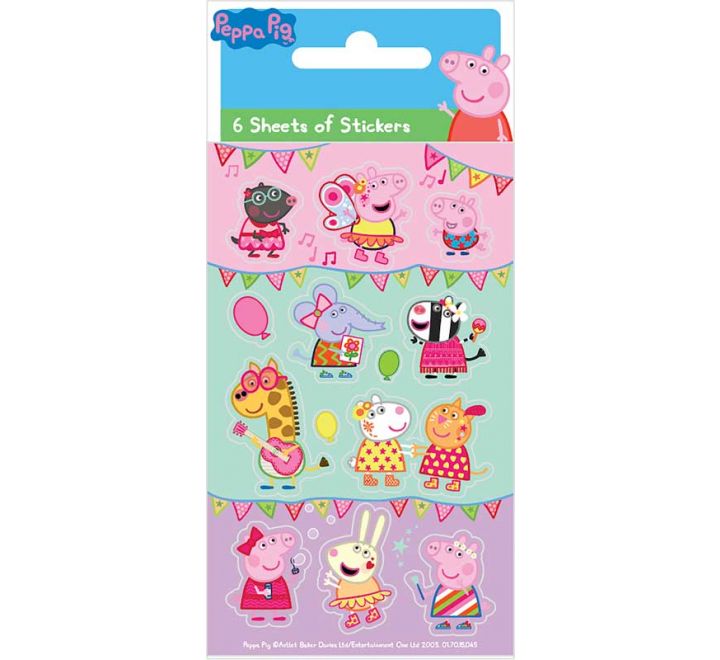 6 pack peppa pig carnival party pack stickers kids party favours