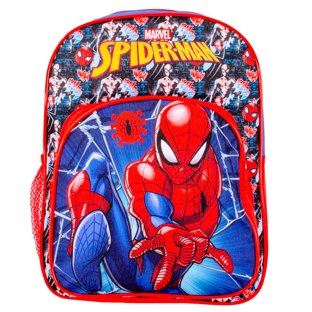 Front pocket detail on Spider-Man backpack
