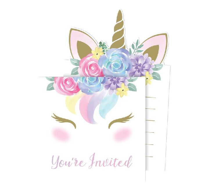 Unicorn baby pop-up party invitations