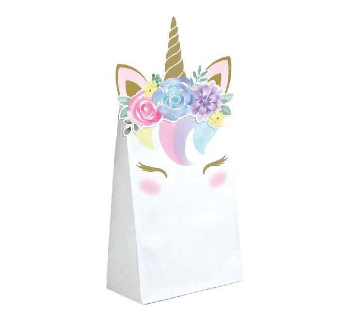 Unicorn baby shaped paper treat bags pack of 8