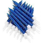 12 pack 7.5cm navy glitter birthday candles with holders