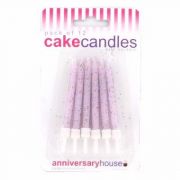 12 pack lilac glitter birthday candles with holders for celebration cakes