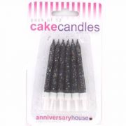12 pack black glitter birthday candles with holders for celebration cakes