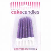 12 pack purple glitter birthday candles with holders for celebration cakes