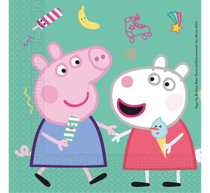 Peppa Pig and Suzy Sheep party napkin design