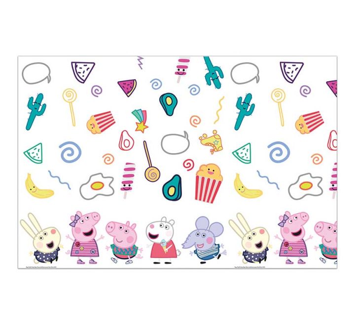 Peppa Pig party table cover 120cm x 180cm with characters and party icons