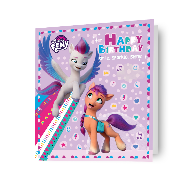 My Little Pony “Smile, Sparkle, Shine” Birthday Card – Official Hasbro Design