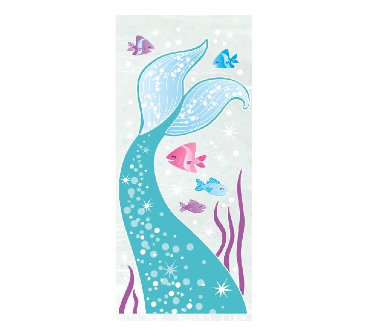 Mermaid party napkin with shimmering tail and ocean fish