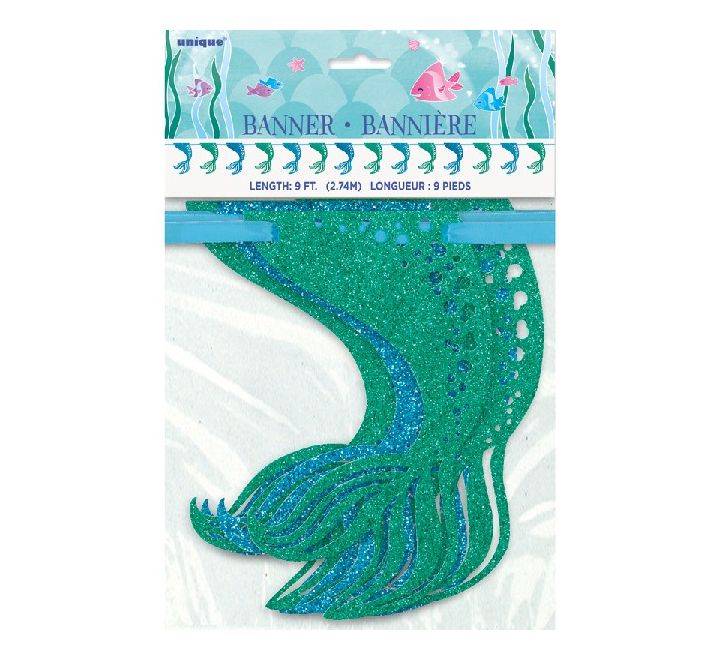 Mermaid Tail Glitter Garland in blue and green – under the sea party decoration