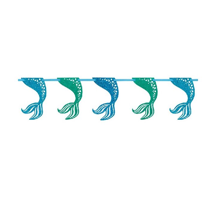 Mermaid Tail Glitter Garland in blue and green – under the sea party decoration