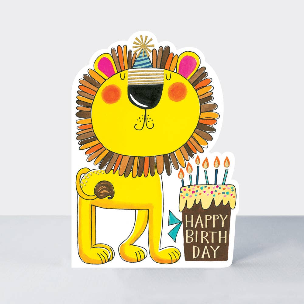 Lion Happy Birthday Card – Fun Cut-Out Design for Kids