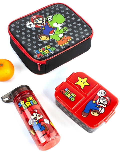 Super Mario lunch bag set with water bottle and lunch box