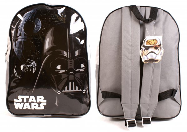 Black Star Wars Darth Vader kids backpack with classic Star Wars logo