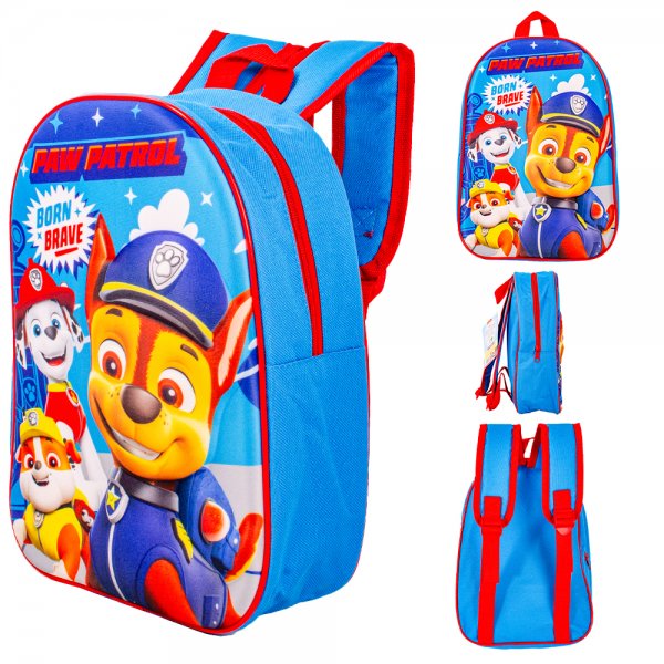 Paw Patrol blue kids backpack with padded straps and colorful character design
