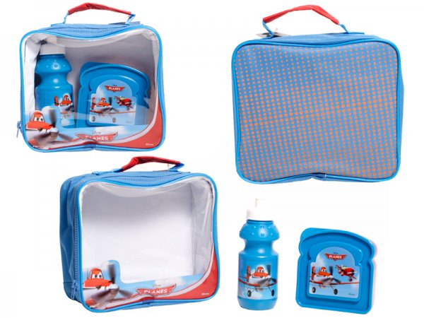 Disney Planes kids lunch bag set with matching blue bottle and sandwich box