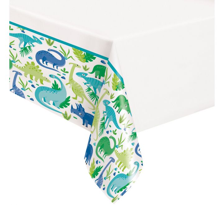 54x84in Blue Green Dinosaur Plastic Table Cover product photo