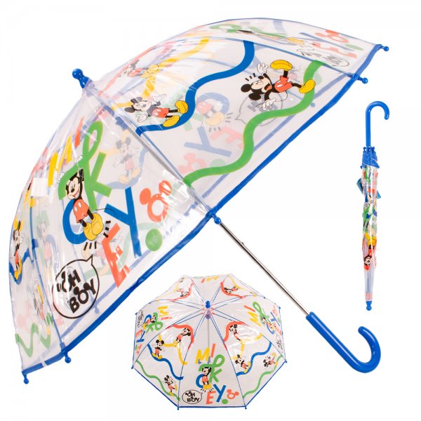 Mickey Mouse Transparent Umbrella with Blue Handle