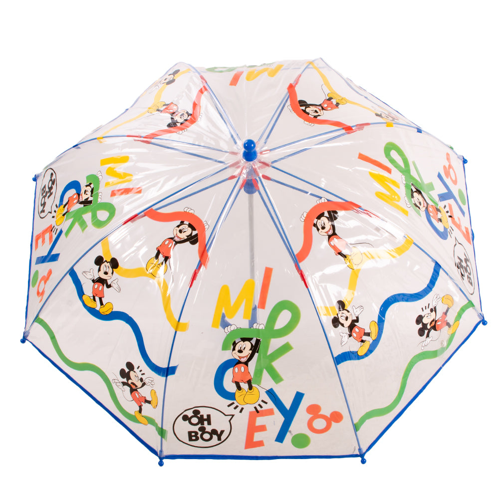 Mickey Mouse Transparent Umbrella with Blue Handle