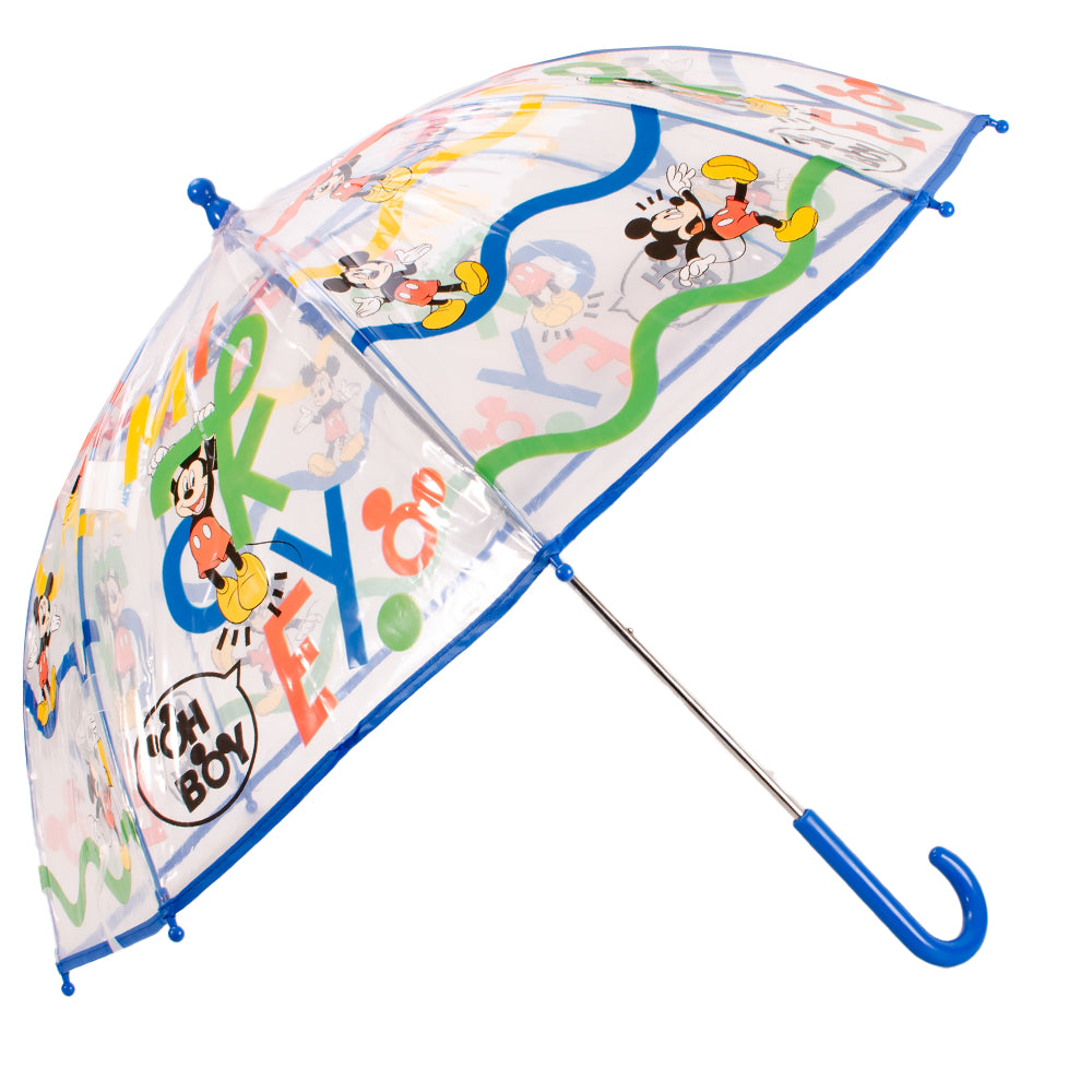 Mickey Mouse Transparent Umbrella with Blue Handle