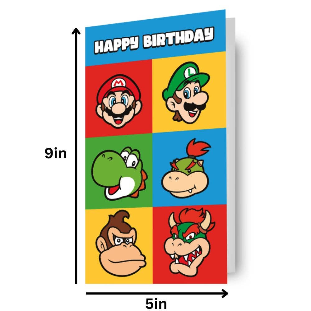 Super Mario “Happy Birthday” Card – Colourful Nintendo Character Design
