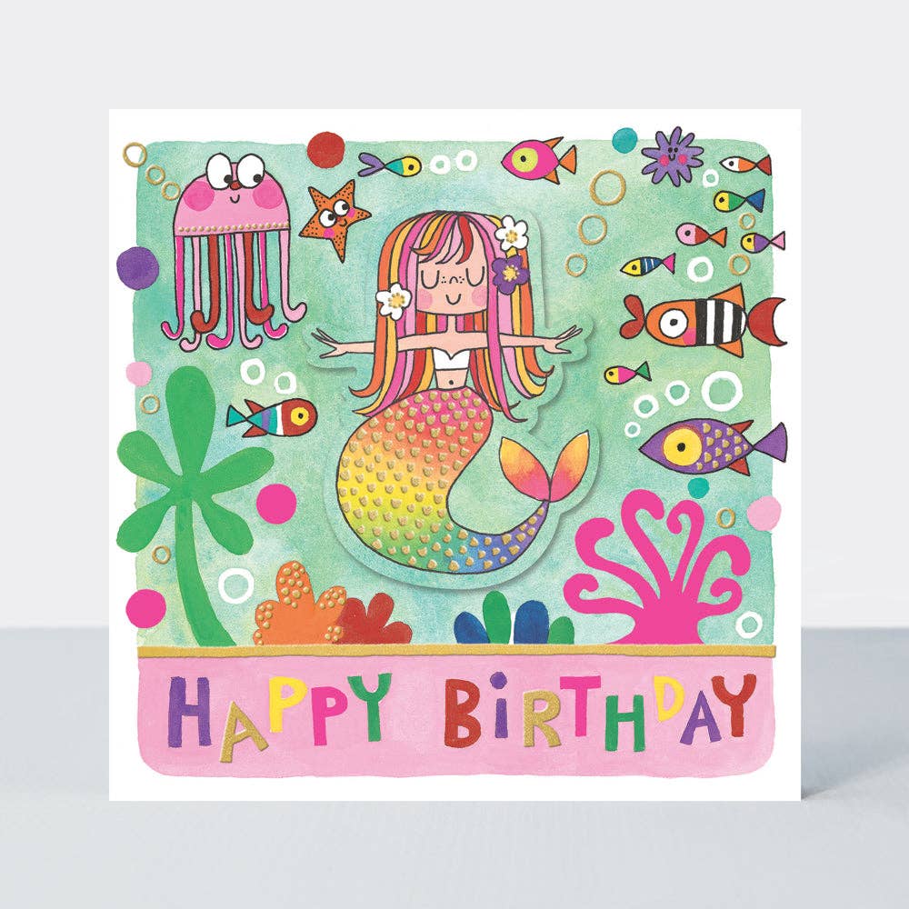 Mermaid Under The Sea Decorated Birthday Card