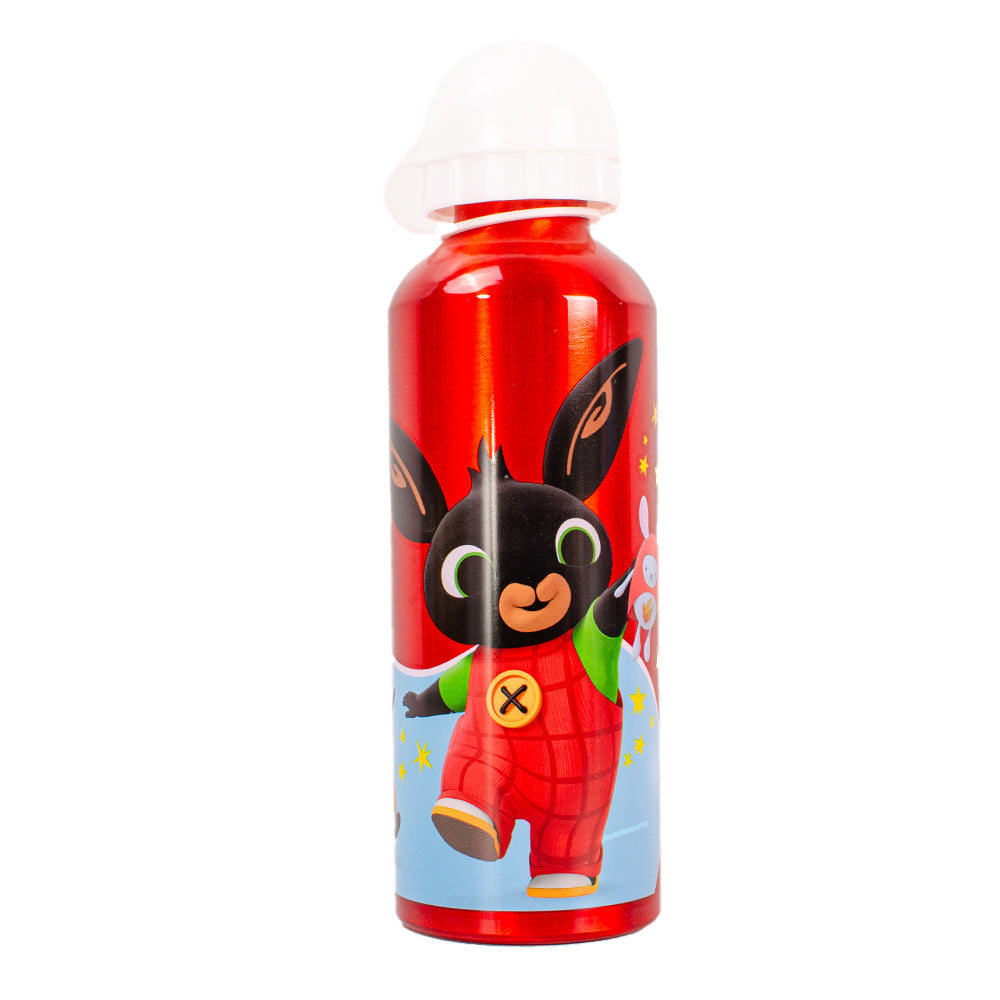 Bing Bunny red kids aluminum water bottle with flip top lid

