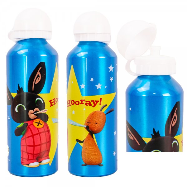 Bing Bunny blue kids aluminum water bottle with flip top lid
