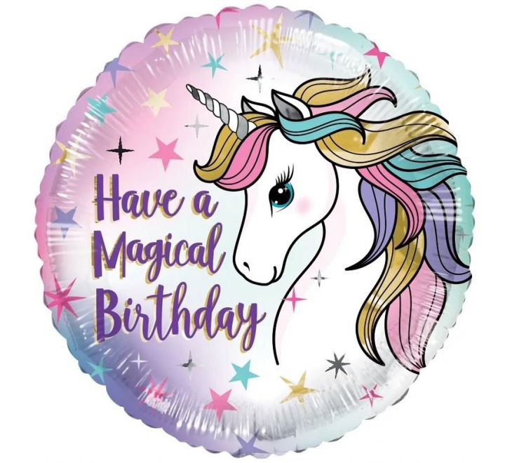 18 inch unicorn have a magical birthday foil balloon