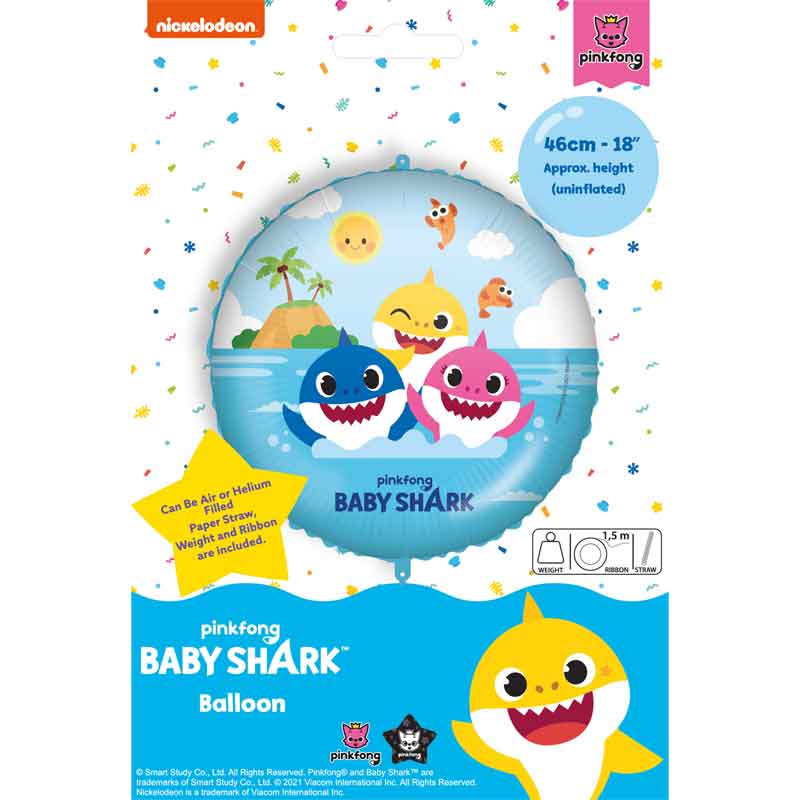 18in Baby Shark foil balloon for Baby Shark themed birthday party