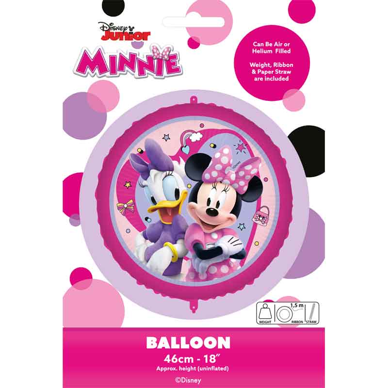 18in Minnie Mouse Junior round foil balloon for Disney birthday party