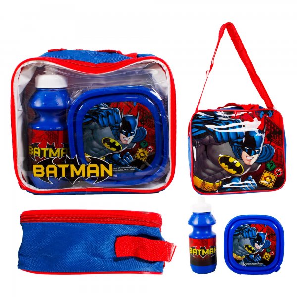 Batman lunch bag set with bottle, snack box and clear carry case