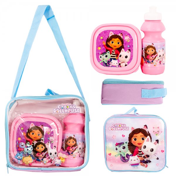 Gabby’s Dollhouse lunch bag set with bottle, food box and pencil case