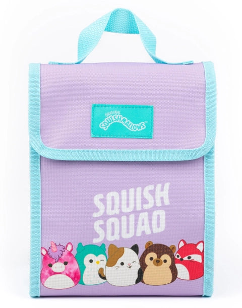 Squishmallows backpack set with lunch bag, pencil case and water bottle in pastel character design