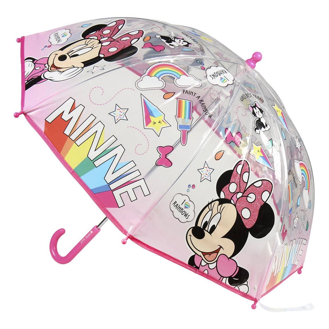 Minnie Mouse Pink/Rainbow Design Bubble Umbrella