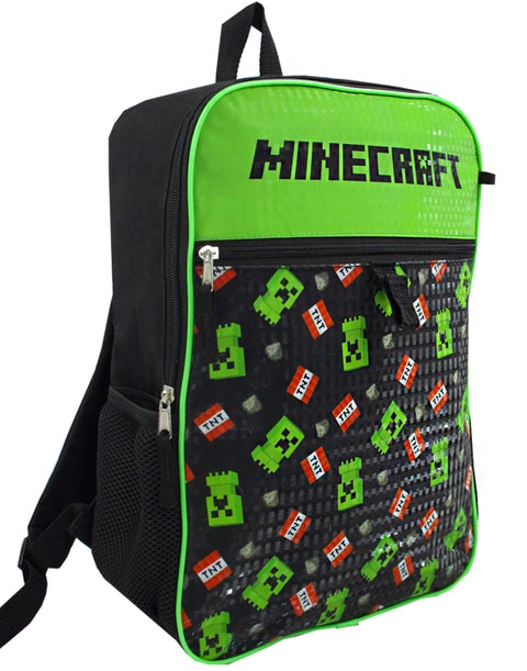 Minecraft Creeper backpack with matching pencil case and water bottle