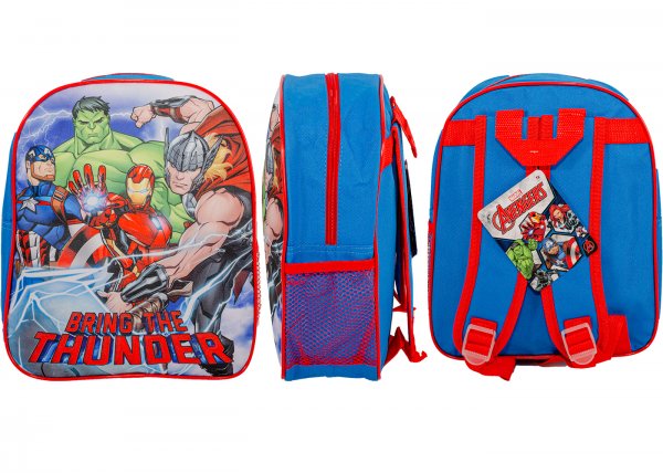 Blue and red Marvel Avengers Bring the Thunder backpack featuring Hulk, Thor, Captain America and Iron Man