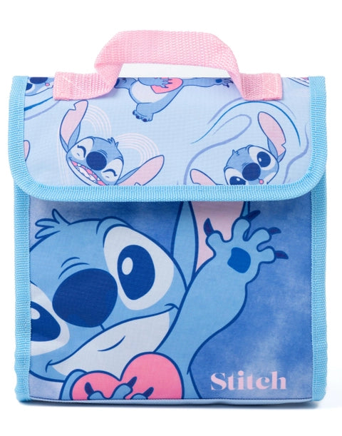Clear water bottle with Stitch-themed lid included in 4-piece backpack set