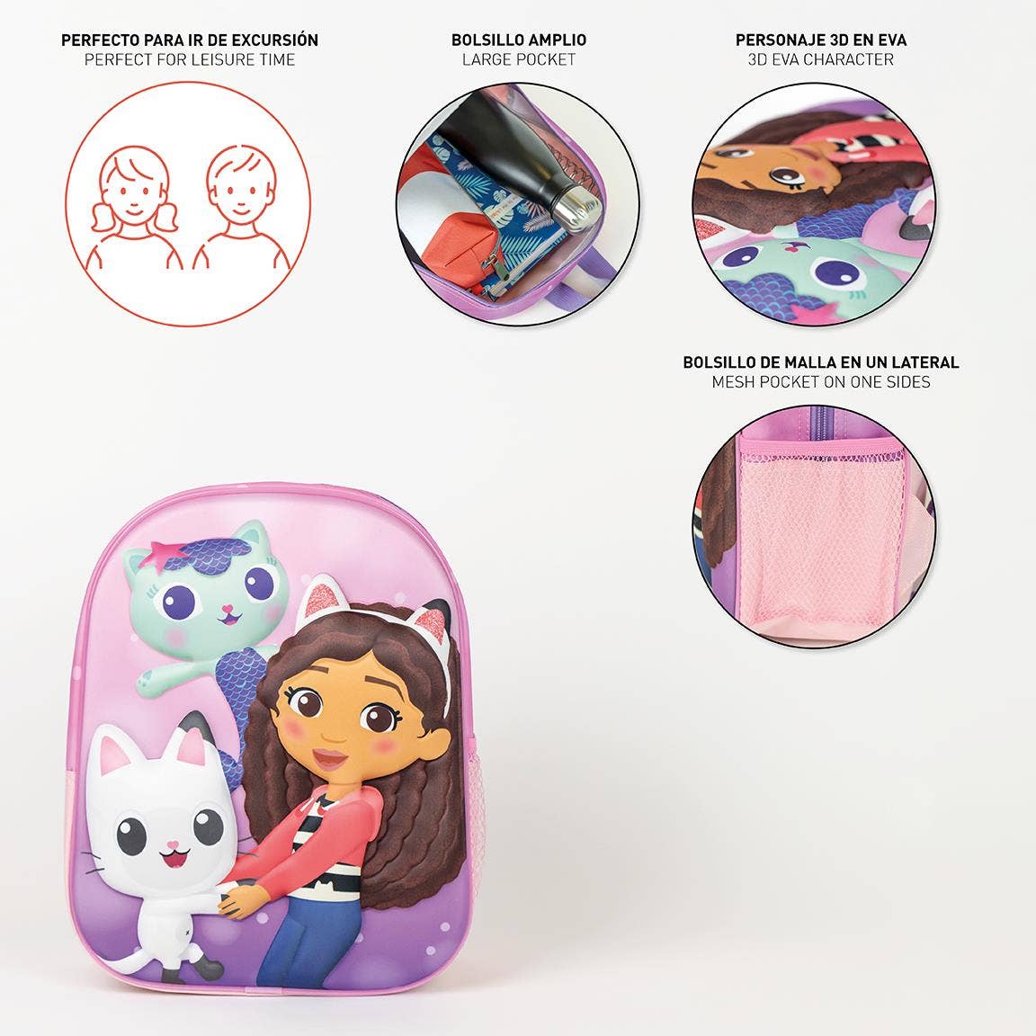 Gabby’s Dollhouse backpack, Gabby’s Dollhouse school bag, Gabby’s Dollhouse children’s backpack, girls cartoon backpack, kids rucksack for school, toddler backpack, nursery bag, preschool backpack, Gabby backpack, cute cat backpack, kids pink backpack