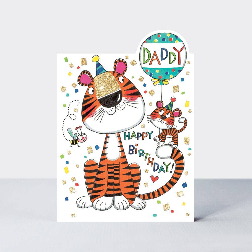 Happy Birthday Daddy” Card – Cute Tiger &amp; Cub Design