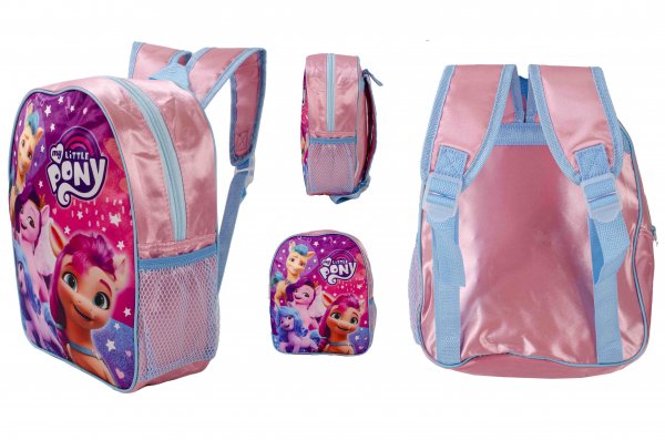 Pink My Little Pony girls backpack featuring colourful My Little Pony characters